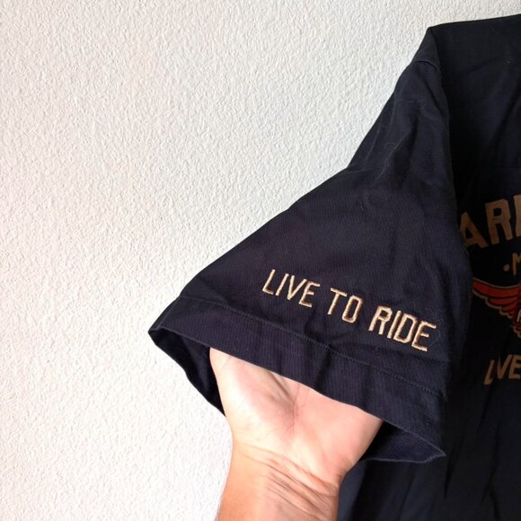 Harley Davidson Motorcycles Black Button Shirt Men's Large - Picture 3 of 5